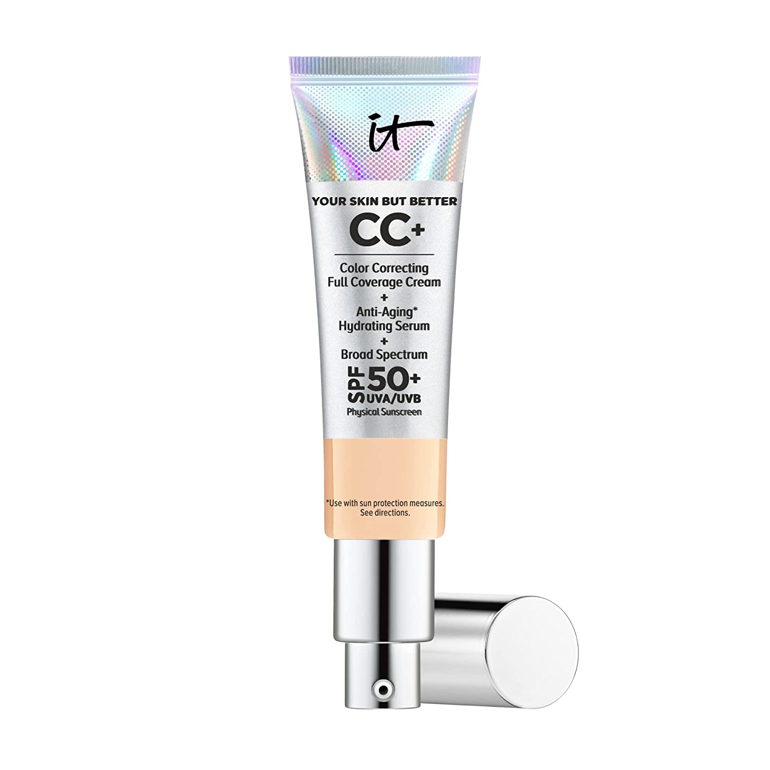 My Review IT Cosmetics Your Skin But Better CC+ Cream, Light Medium (C) - Color Correcting Cream, Full-Coverage Foundation, Hydrating Serum & SPF 50+ Sunscreen - Natural Finish - 1.08 fl oz