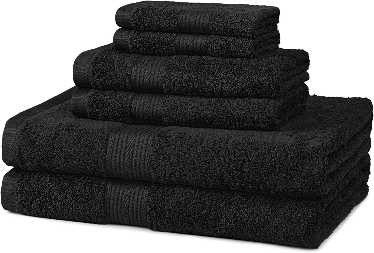 My Review Amazon Basics 6-Piece Fade Resistant Bath, Hand and Washcloth Towel Set - Black