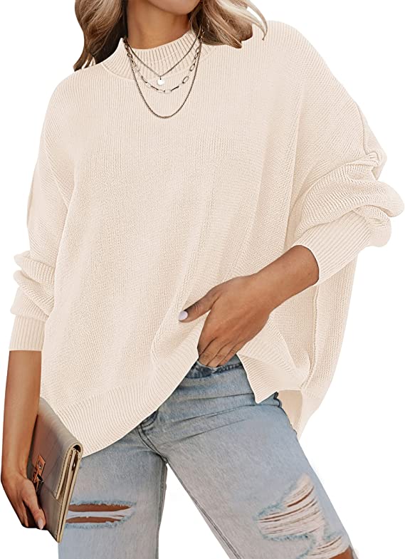 My Review ZESICA Women's Fall Casual Long Sleeve Crew Neck Side Slit Oversized Ribbed Knit Pullover Sweater Tops