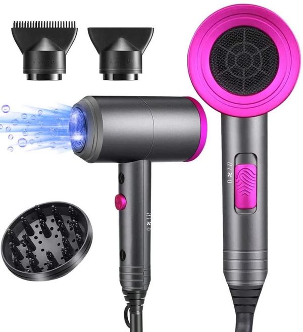 My Review Ionic Hair Dryer, 1800W Professional Blow Dryer (with Powerful AC Motor), Negative Ion Technolog, 3 Heating/2 Speed/Cold Settings, Contain 2 Nozzles and 1 Diffuser, for Home Salon Travel Woman Kids