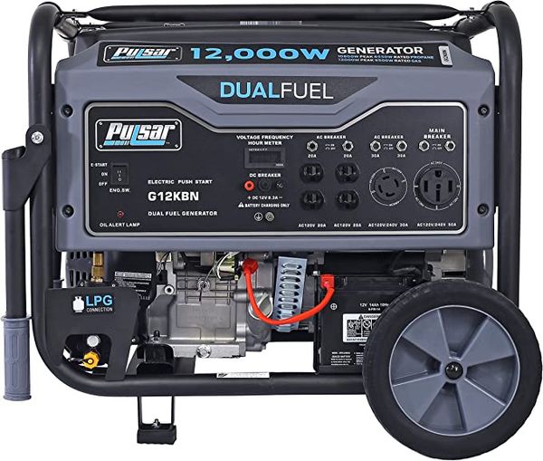 My Review Pulsar G12KBN Heavy Duty Portable Dual Fuel Generator - 9500 Rated Watts & 12000 Peak Watts - Gas & LPG - Electric Start - Transfer Switch & RV Ready - CARB Compliant
